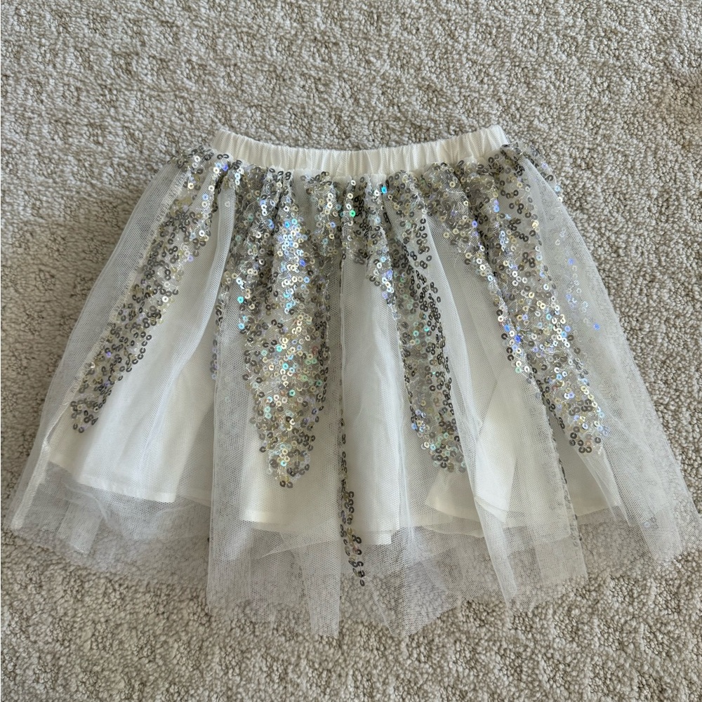 girls skirt billieblush white with silver sequin